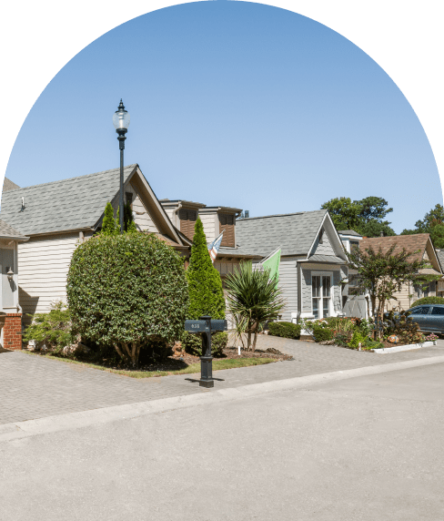 Row of houses diagonally from the street 